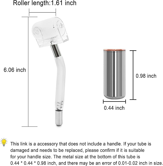 Electrode Wand Glass Tube Handheld Spare Parts Light Therapy Wand Spare Glass Attachment for Hi Frequency Facial Device Elitzia ETHG01B（Blue Roller）