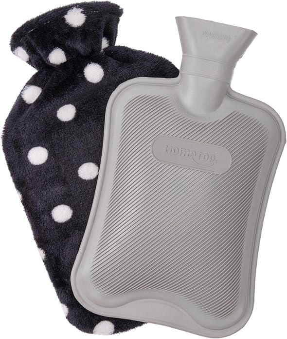 HomeTop Premium Classic Rubber Hot or Cold Water Bottle with Soft Fleece Cover