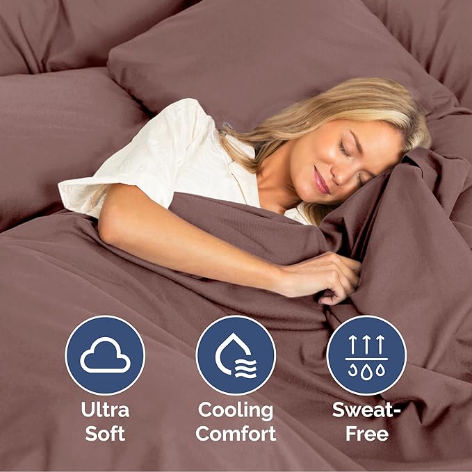 Full Size 4 Piece Sheet Set - Extra Soft, Breathable & Cooling Sheets - Hotel Luxury Durable Bed Sheets for Women And Men - Deep Pockets, Easy-Fit & Wrinkle-Free Sheets - Clay Oeko-Tex Bed Sheet Set