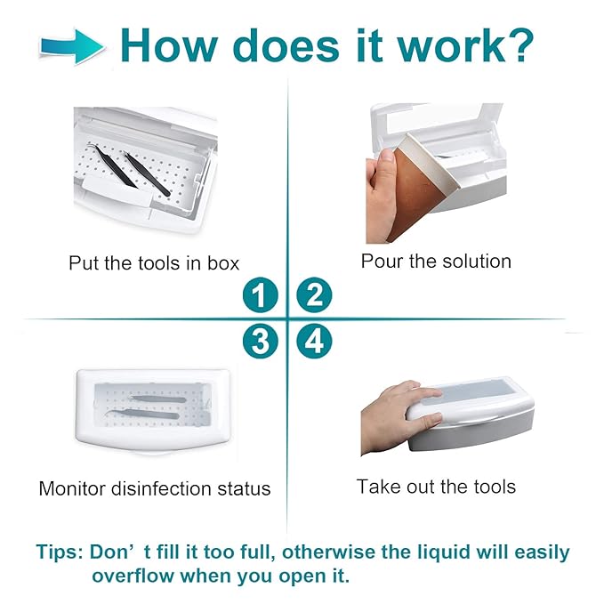 Nail Tool Sterilizer Box, Plastic Sterilization Tray for Tweezer, Eyelash Extensions, Nail Implement for Esthetician