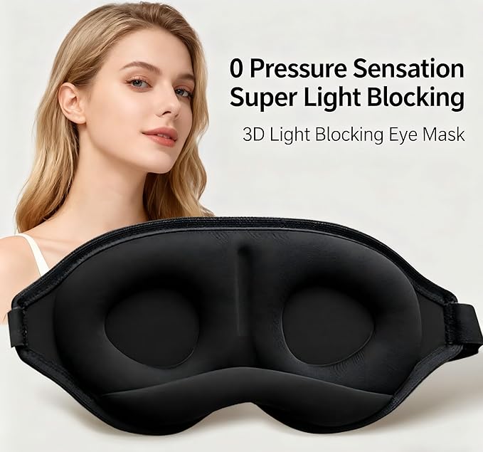 YA Ming 3D Eye Masks for Sleep with Nose Bridge,Sleep Mask for Sleeping, Adjustable Memory Foam Eye Mask for Travel, Sleeping Mask for Airplane Flight Essentials Gadgets