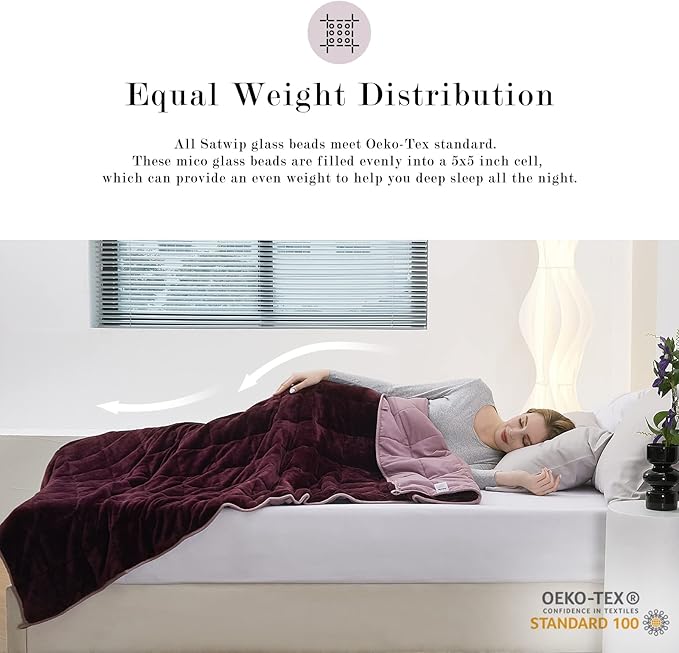 Satwip Weighted Blanket Queen Size 15lbs Fuzzy Warm Flannel Throw Blanket with Soft Breathable Sanded, 60 x 80 inches, Red Pink