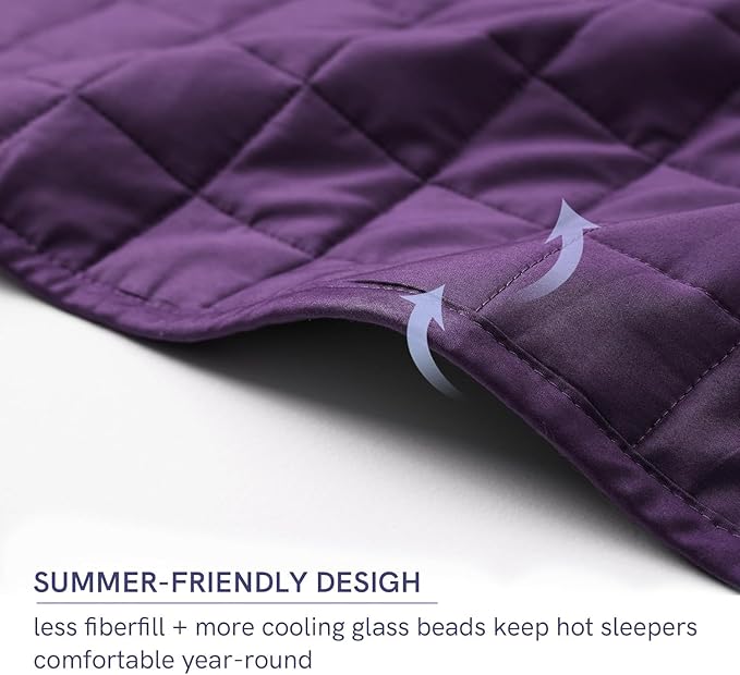 YnM 10lbs Weighted Blanket for Adults, Cotton Heavy Bed Throw Blanket with Cooling Glass Beads for All Season Use, Ideal for ~90lbs (48x72 Inches, Twin/Full, Fuchsia Purple)
