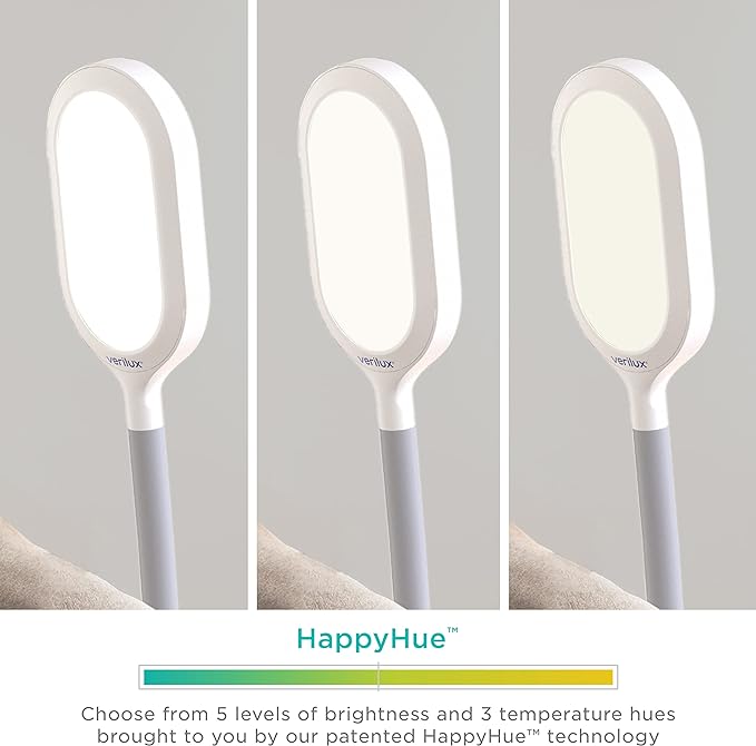Verilux HappyLight Duo - 2-in-1 Light Therapy & Task Floor Lamp - UV-Free Full Spectrum LED, 10,000 LUX, Adjustable Brightness and Color, Flexible Gooseneck, and Adjustable Height