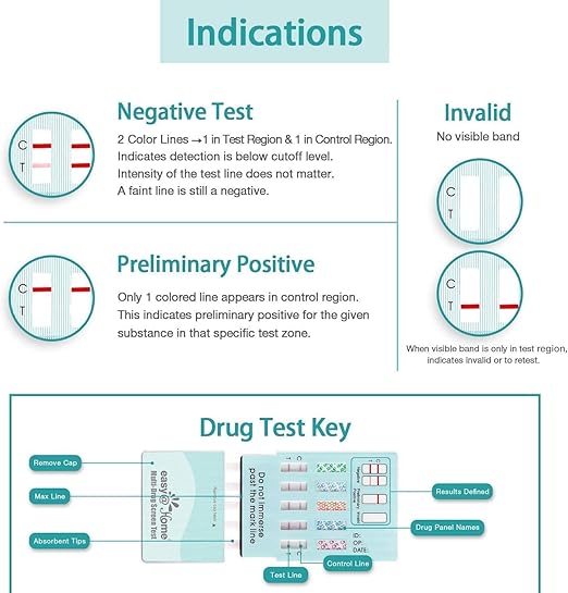 Easy@Home 6 Panel Drug Test Kit - 5 Pack Urine Drug Tests, Testing Marijuana (THC), AMP, BZO, COC, MET, OPI 2000, at Home All Drugs Screening Test Kit, #EDOAP-264