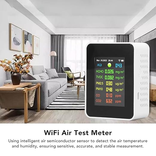 Air Quality Tester, 9 in 1 WiFi Air Quality Monitor Color LCD Digital Display, Indoor Air Quality Meters air quality monitor indoor air quality tester indoor indoor air quality monitor