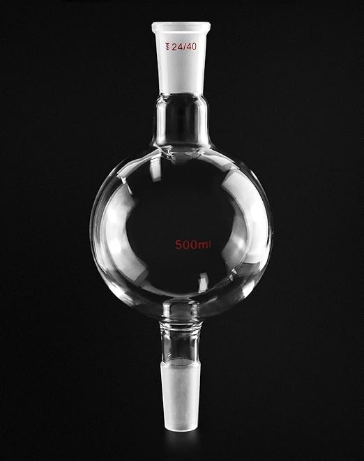 QWORK Lab Distillation Glass Bottle, 500ml 24/40 Chromatography Reservoir Flask, 1 Pack