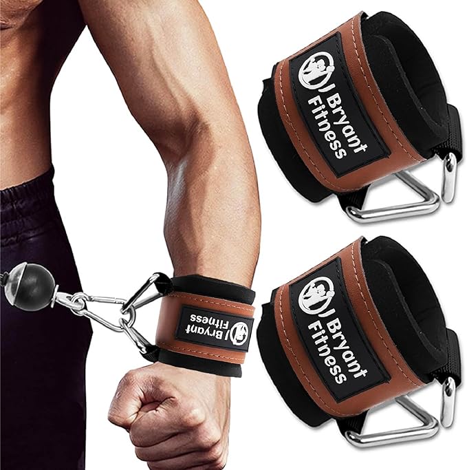 J Bryant Fitness Wrist Cuffs for Cable Machines – Heavy Duty Adjustable Wrist Straps with 7mm Neoprene Padding for Strength Training, Pull Exercises, and Forearm Support