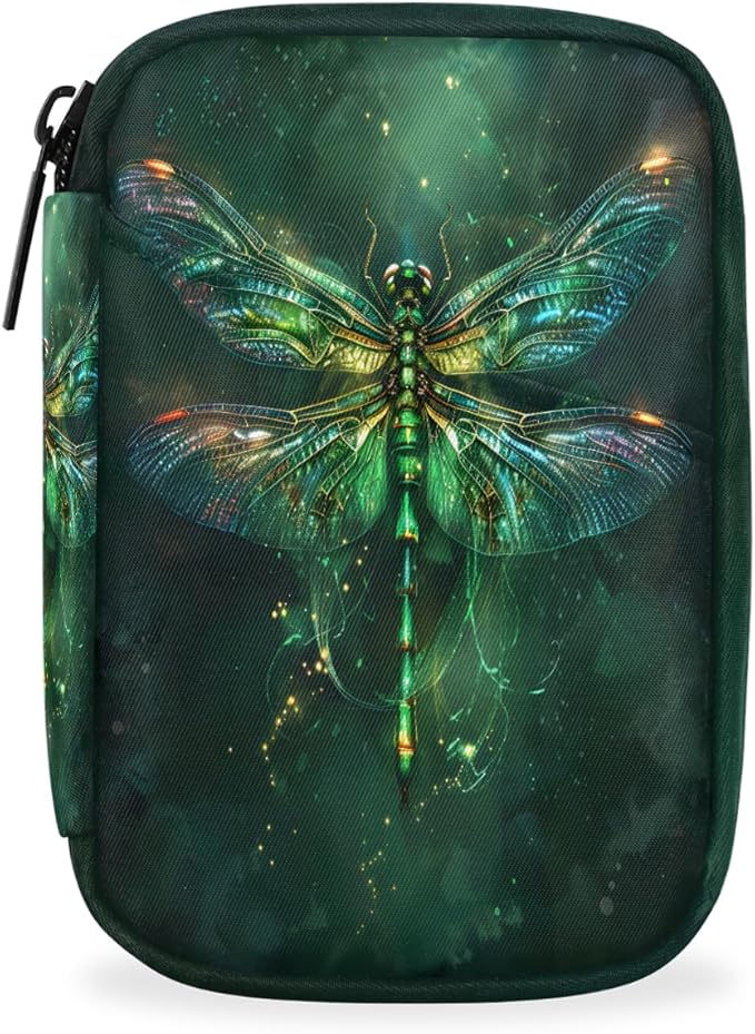 Green Dragonfly Beautiful Pill Case Travel Pill Organizer Weekly 7 Day Portable with Zipper Medicine Box Pill Case for Vitamins, Birth Control,Fish Oils,Medication, Supplements