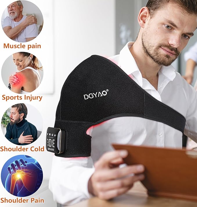 TUOB Red Light Therapy for Shoulder, Cordless Near Infrared Light Therapy Device with Power Bank, Home Use Light Therapy Wrap Benefit for Shoulder Joint Pain Relief Muscle Relax