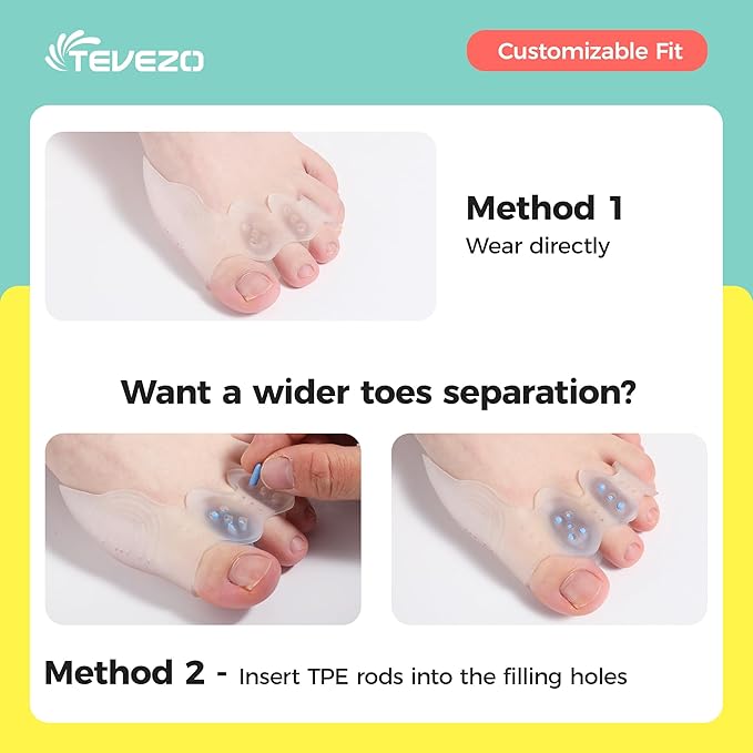 Toe Spacers & Bunion Corrector for Men&Women|Corn Callus Removers|Hammer Toe Straightener|Bunion Relief|Overlapping Toes Separators|1 Pair (Large-Teens/Adults)