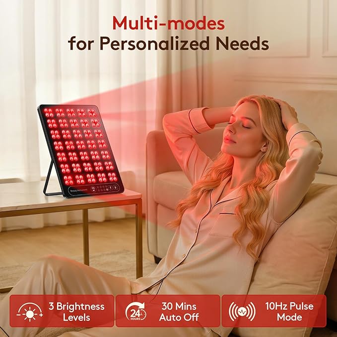 Red Light Therapy for Face Body: 660nm & 850nm Cordless Red Light Therapy Panel with Adjustable Stand - Red Infrared Light Panel with 3 Brightness Levels & Auto Off