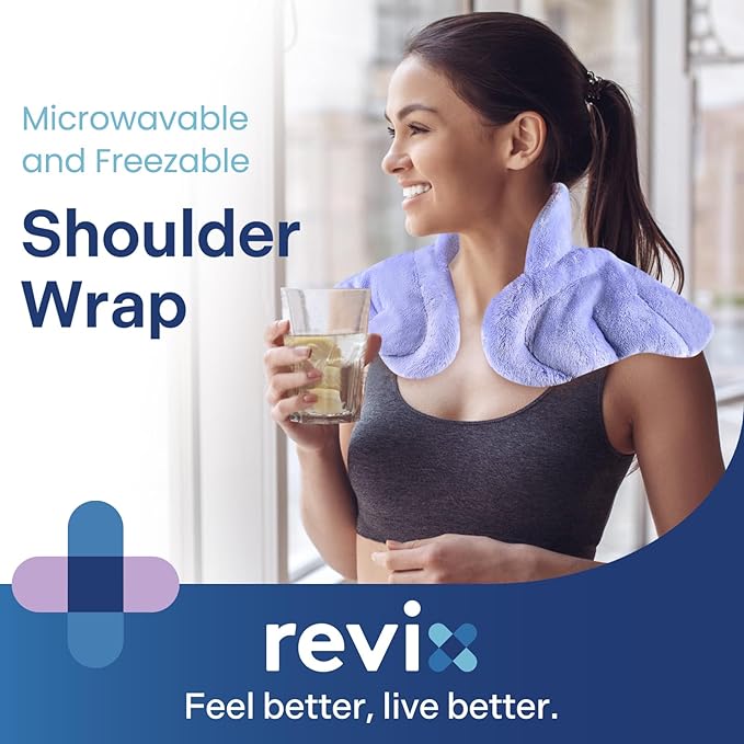 REVIX Heated Neck Wrap Microwave Heating Pad for Neck and Shoulders Pain Relief, Weighted Neck Warmer Microwavable with Miost Heat, Unscented