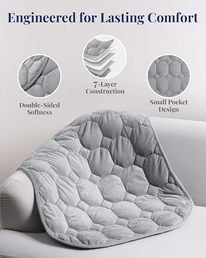 Kivik Weighted Lap Blanket 5 lbs for Adults, Small Weighted Lap Pads, Washable Weighted Lap Pad, Washable Mini Heavy Travel Blankets for Calming & Relaxing, Portable & Breathable 24"x29", Grey