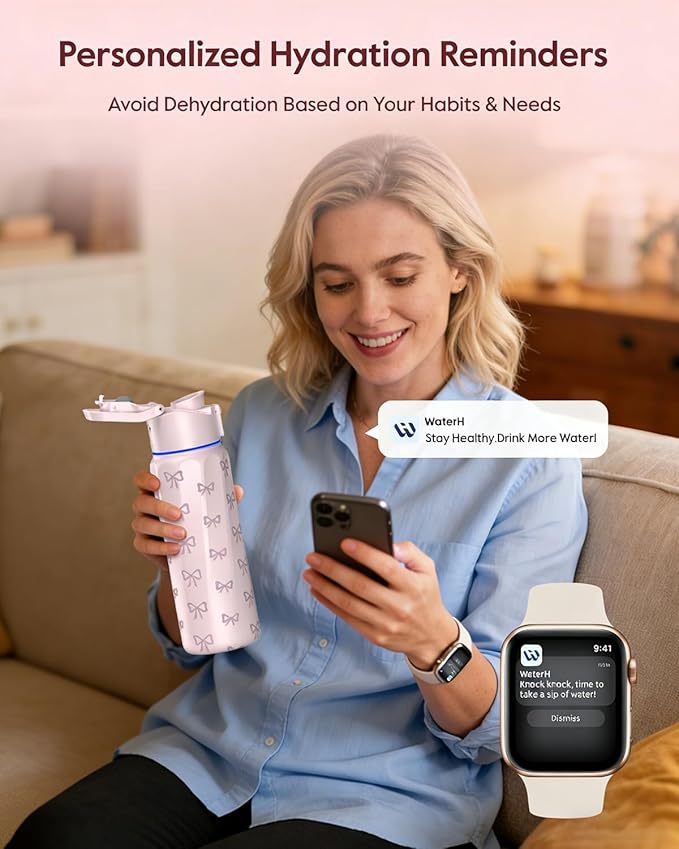 BOOST Smart Water Bottle with Reminder & Tracker, Double Wall Vacuum Insulated Bottles Stainless Steel, 32oz BPA-Free Wide Mouth for School, Gym, Office, Ideal for Mother's Day