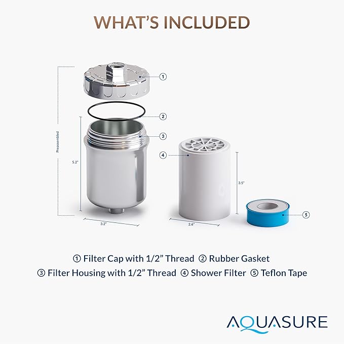 Aquasure 10,000 Gallons High Capacity Shower Filter For Healthier Hair, Skin & Nails | Improves Dry Itchy Skin, Reduce Dandruff, Eczema, Protect Colored Hair (Modern Chrome)