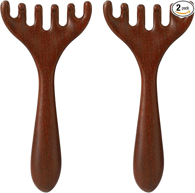 2pcs Wooden Massage Comb, Six-Claw Fishtail Scalp Massager Meridian Scalp for Eye Face Neck & Shoulder Six Touch Comb Manual Head Scratcher Massager Tool for Men & Women