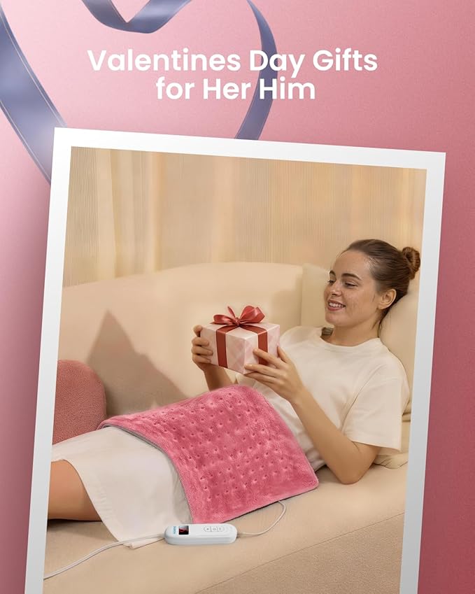 RENPHO Electric Heating pad for Back, Mothers Day Gifts & Birthday Gifts for Her Him, Heating Pads for Neck and Shoulder, FSA Eligible HSA Store, Auto-Off, ETL Certified, Extra Large 12"x24" Pink