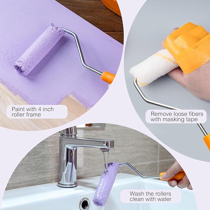 Mister Rui Paint Roller Covers, 10 Pieces, 4 Inch Paint Roller 9mm Nap, Microfiber Paint Rollers for Painting Walls, Cabinets, Trim, Use with All Paints and Stains
