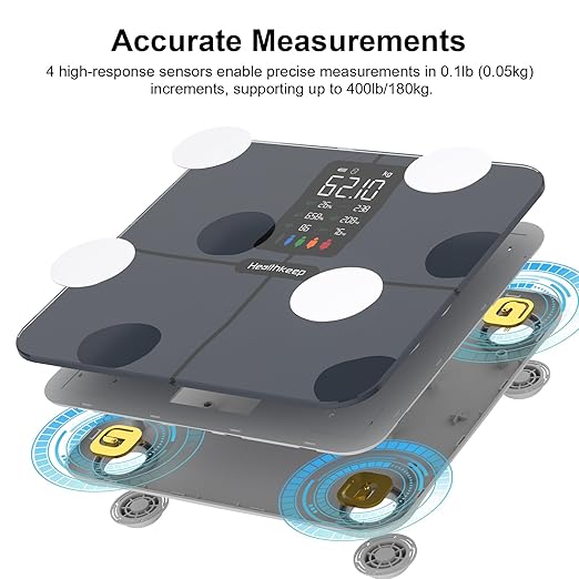 Smart Scale for Body Weight – Large Backlit Display Ultra‑Precise Bathroom Weight Scale with 15 Body Composition Metrics, App Sync Bluetooth & Multi‑User Profiles, FSA&HSA Eligible