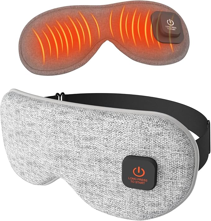 Cordless Heated Eye Masks for Dry Eyes|Eyes Fatigue|Warm Eye Compress and Improved Sleep,Buit-in 1000mAh Battery, 3-Speed Temperature,Detachable Cleaning,Replaceable Shell,Gift(Grey)
