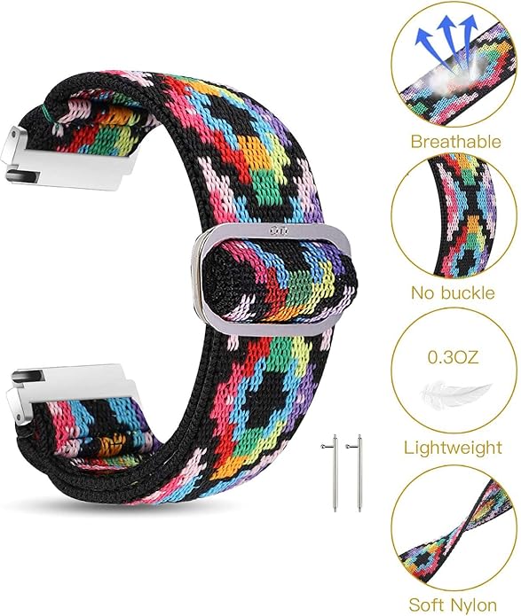 Lamshaw Compatible for Embr Wave 2 Band, 18mm Stretch Elastics Nylon Adjustable Replacement Strap Accessories Compatible for Embr Wave 2 Thermal Wristband
