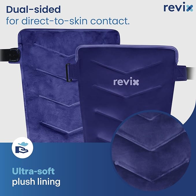 REVIX Large Leg Ice Pack Reusable, Gel Ice Wrap with 3 Straps for Leg, Hip, Thigh, Knee and Shin, Cold Compress Therapy for Post-Workout Recovery, Navy (Pack of 2)