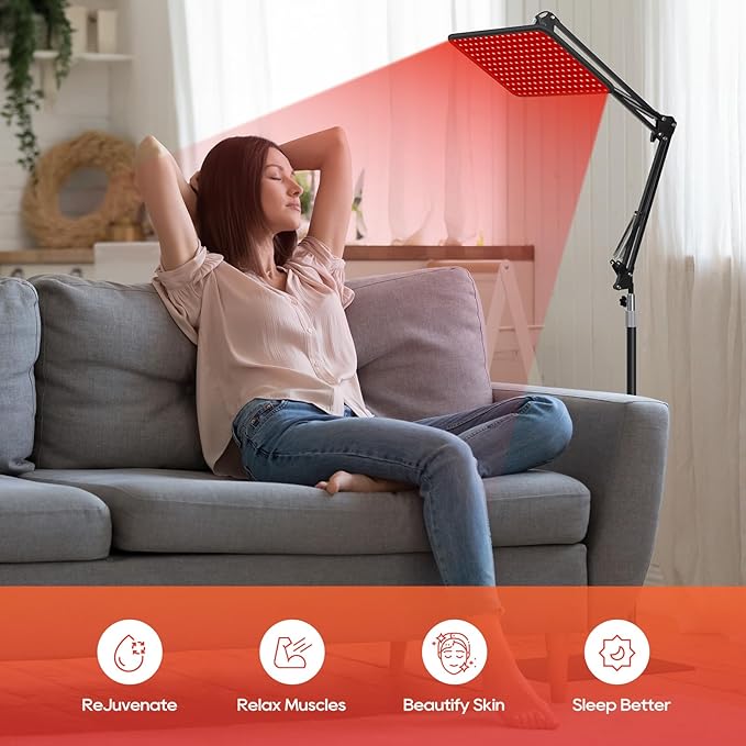 Red Light Therapy for Body and Face, 660nm 850nm 940nm Infrared Redlight-Therapy Lamp Device with Large Panel and Stable Stand at Home, Idea Gift for Women Wife Mom Sister Girlfriend
