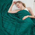 Green Weighted Blanket for Adults 20lbs, 48"x72", Twin Full Size Cooling Heavy Throw Blanket for 130-220lbs, Microfiber Soft Thick Big Blankets Weighted Comforter Breathable Gift for Sleeping
