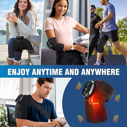 MOAJAZA Knee Massager with Heat and Vibration, Heating Pad for Knee Shoulder Elbow, Heated Knee Brace for Arthritis with Massage