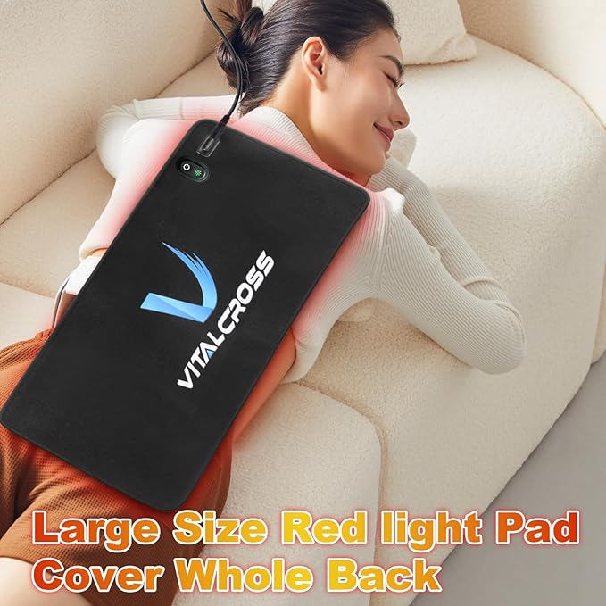 Red Light Therapy Pad for Body, 24"x12" 660nm & 850nm Near-Infrared Device for Home Use with Timer, 3 Modes & 5 Brightness Levels for Back, Waist, Shoulder & Joints Alleviate Discomfort 35W