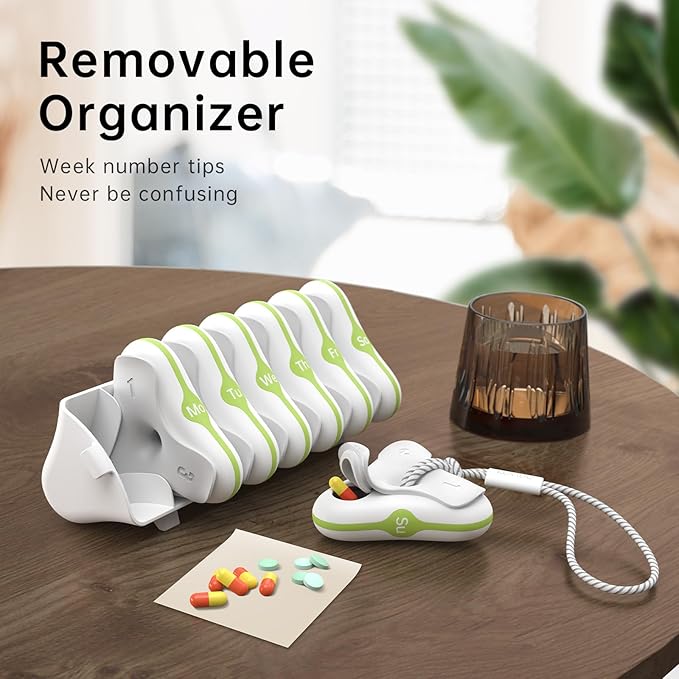 Weekly Pill Organizer 3 Times a Day, Large Travel Pill Box 7 Day, Detachable Daily Pill Case, Portable Pill Container Holder for Medication, Vitamins, Fish Oil and Supplements, White