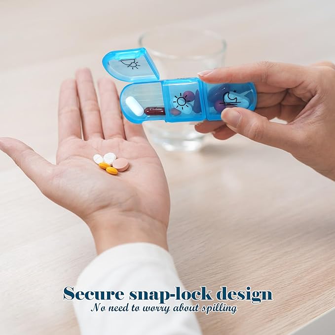 Quacc 1 PCS Weekly Pill Box Organizer 7 Day 3 Times Portable Travel Medicine Pill Organizer Tablet Box for Gel Capsules, Fish Oils, Vitamins, Supplements (Colorful)