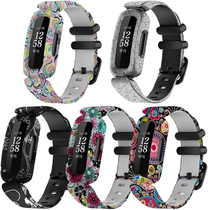 FitTurn Cute Pattern bands Compatible with Fitbit Ace 3 Activity Tracker, Replacement Adjustable Silicone Sport Strap Wristbands Accessories for Ace 3 Tracker