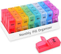 GREENCYCLE Monthly Pill Organizer 2 Times a Day, 30 Days Pill Box AM PM, 4 Week Pill Cases, One Month Pill Medicine Container Small Separate Compartments to Hold Vitamins, Fish Oil, Supplements