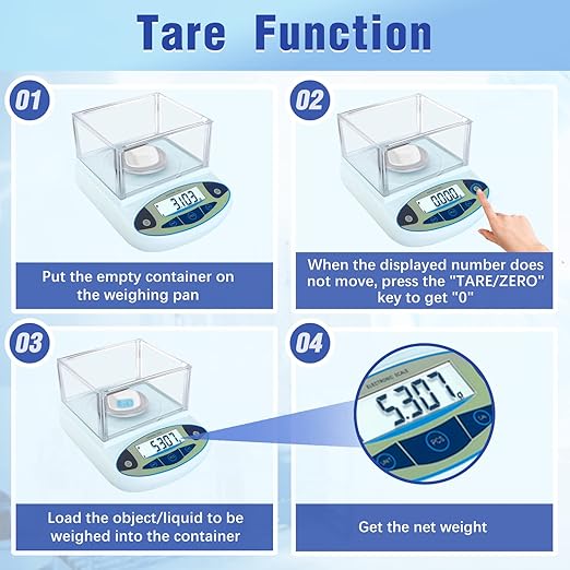 FOUR E'S SCIENTIFIC Lab Scale 300g x 0.001g Accuracy - High Precision Laboratory Analytical Balance with Windshield Digital Scientific Scale Jewelry/Kitchen Scale