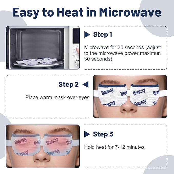 Heated Eye Mask & Microwavable Eye Compress | Gentle Steam Heat for Eye Comfort 2pc White
