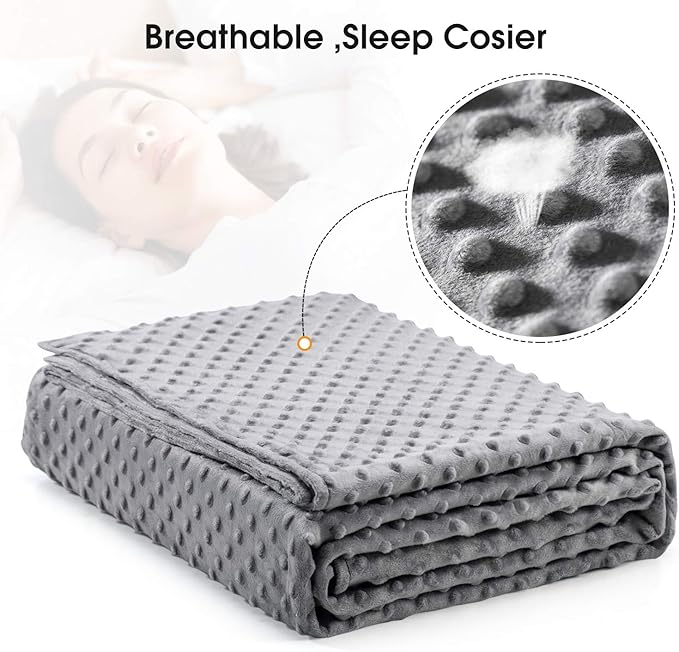 Acdyion Weighted Blanket Cover 48x72, Grey Minky Dot & Fleece Removable Duvet Cover with 12 Ties, Washable Fabric for 48x72 Weighted Blankets, Soft Minky and Cozy Fleece Dual-Sided Cover