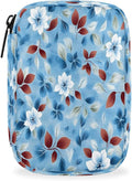 Flowers Leaves Blue Pill Case Everyday Travel, 7 Day Weekly Medicine Pill Box Compact Portable Pills Bottle Organizer with Zipper for Daily Vitamin Medicine Holder Bottle Organizers Bag