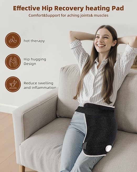 Graphene-Infused Hip Heating Pad for Sciatica Pain Relief - Heated Wrap for Lower Back, Buttocks, Thighs – Large Size Electric Heat Pad with Auto-Off (18.5”×16”)