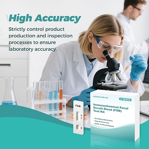 2 Pack Immunochemical Fecal Occult Blood (iFOB) Screening Kit Easy to Use at Home Colorectal Health Test