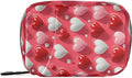 Heart Red Pink Travel Pill Case Bag with Compartments Twill Fabric Organizer with Plastic Inner Box for Medication Vitamins & Supplements