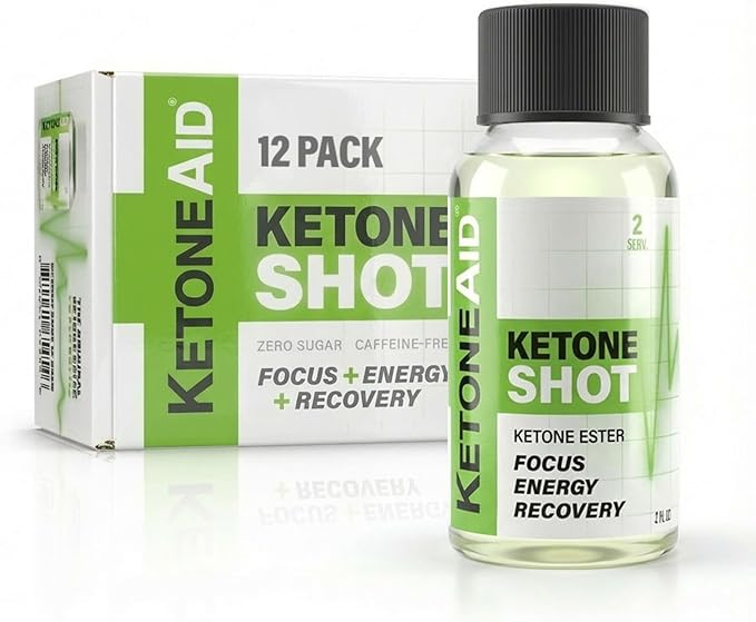KetoneAid Ketone Shot | Ketone Ester Energy | No Sugar, No Caffeine (12 Count)