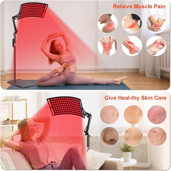 SAVILER® Red Light Therapy for Face and Body, 120Pcs Infrared Red Light Therapy Lamp with Stand, 3-in-1 LED 660nm & 850nm Infrared Light Panel Device for Home Ideal Gift