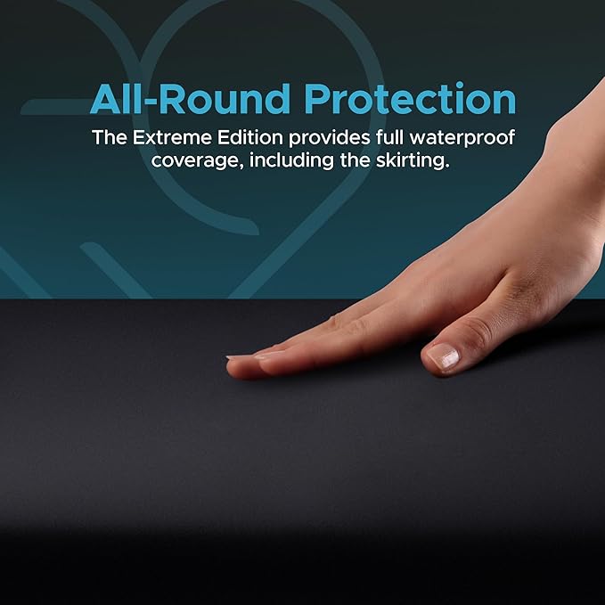Extreme King Waterproof Fitted Sheet, 14'' Deep Pocket, 100% Black Mattress Protector, Safe with Oil, Water-Based, & Silicone-Based Massage Products, Machine Washable, Noiseless, Hypoallergenic