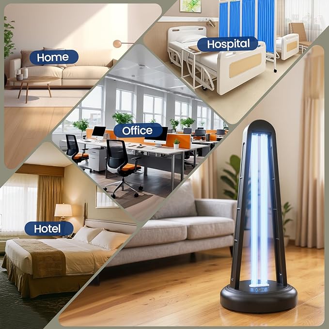 UV Light Sanitizer, 55W Ultraviolet Sanitizer with Ozone, Ultraviolet Light with 3 Speed Timings, Home Disinfection Device, Dust Mites Remover for Room, Kitchen, Hotel, Office