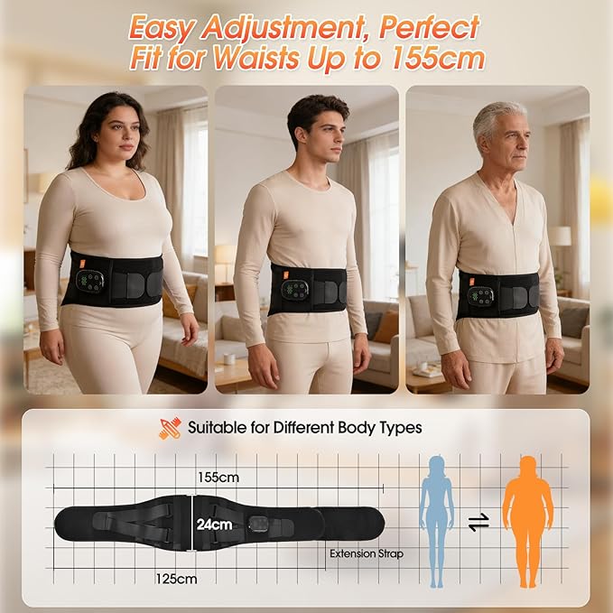 Cordless Heating Pad for Back with Massager, APP Control Portable Lower Back Massage Rechargeable with 7 Heat 7 Vibration, Heat Pad for Back Pain Relief, Gifts for Women Men Mom Dad