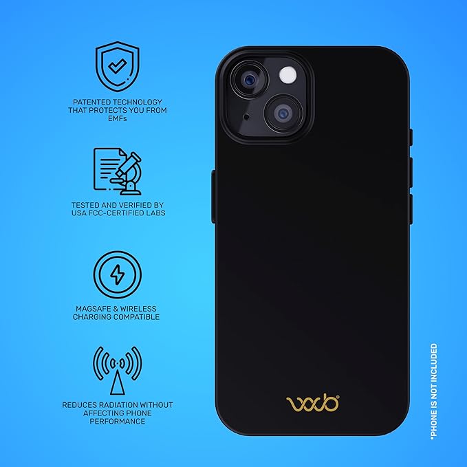 WAVEBLOCK EMF Protection Silicone iPhone Case, Radiation Blocker Cell Phone Case, 5G Shield Reduction, Lightweight, USA Patented and Tested in FCC Lab, iPhone 14 Black