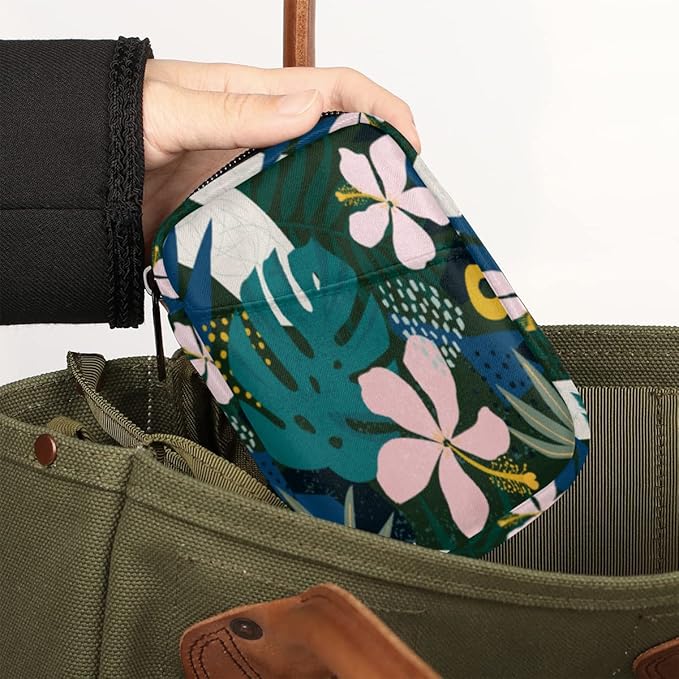 Pill Case Pill Travel Organizer 7 Day Weekly Medicine Pill Box Hawaiian Palm Leaf Flower Small Cute Compact Size Vitamin Container Pill Bottle Portable Birth Control Pill Holder Bag with Zipper