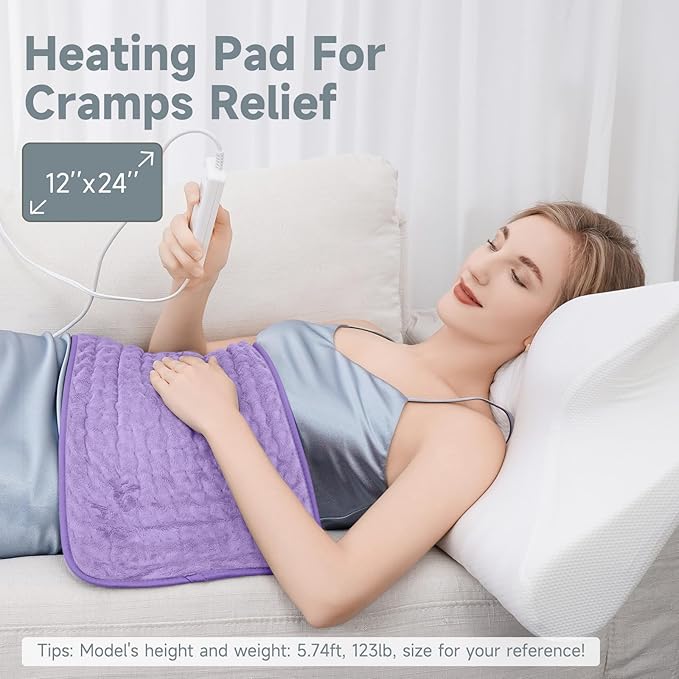 Heating Pad for Back Pain Relief & Cramps, KOT Heating Pads with Auto Shut Off Large, 6 Heat Settings Electric Heated Pad, Mothers Day Gifts for Mom Women, 12" x 24"